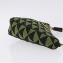 PRADA Chain Triangle Shoulder Bag Canvas Green Gold Auth 196445M-3