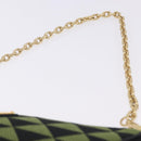 PRADA Chain Triangle Shoulder Bag Canvas Green Gold Auth 196445M-8
