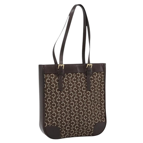 CELINE C Macadam Canvas Hand Bag Brown Gold Auth 196447A