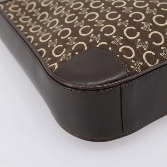 CELINE C Macadam Canvas Hand Bag Brown Gold Auth 196447A