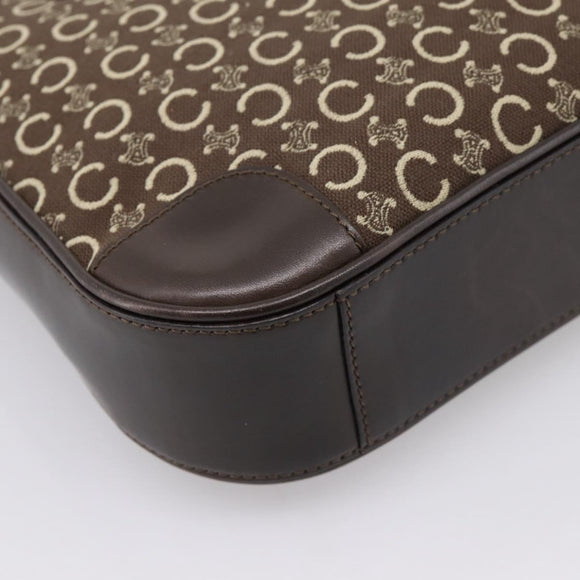 CELINE C Macadam Canvas Hand Bag Brown Gold Auth 196447A