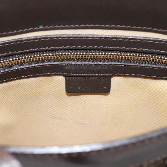 CELINE C Macadam Canvas Hand Bag Brown Gold Auth 196447A
