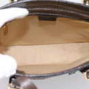 CELINE C Macadam Canvas Hand Bag Brown Gold Auth 196447A-10