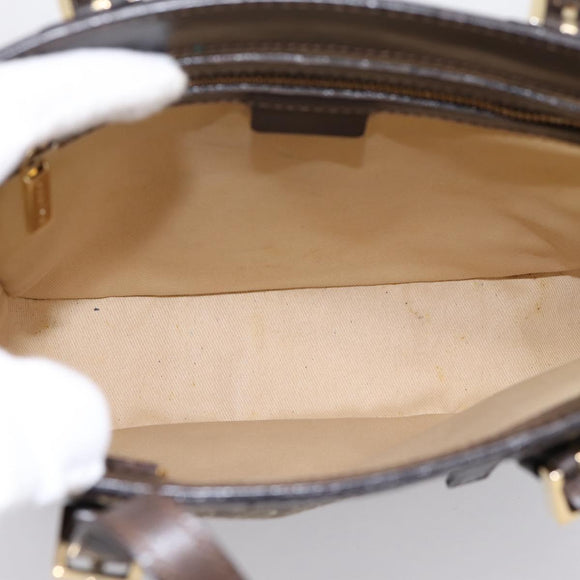 CELINE C Macadam Canvas Hand Bag Brown Gold Auth 196447A
