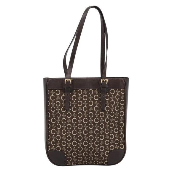 CELINE C Macadam Canvas Hand Bag Brown Gold Auth 196447A