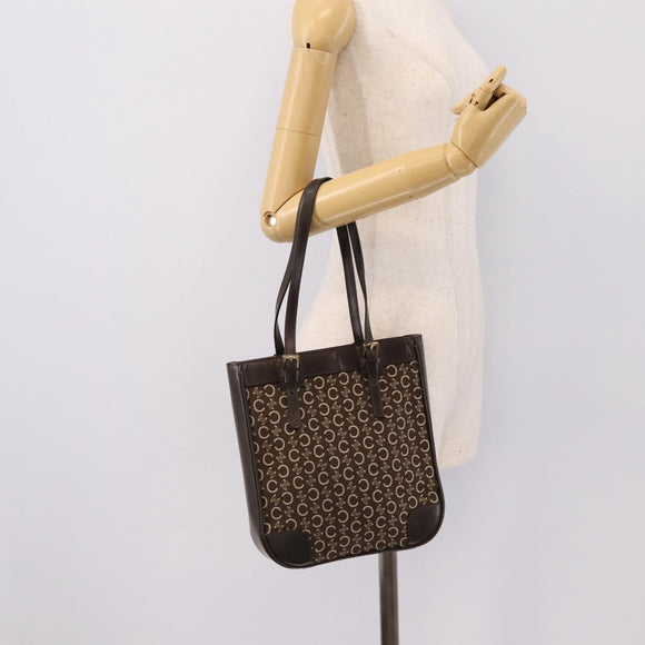 CELINE C Macadam Canvas Hand Bag Brown Gold Auth 196447A