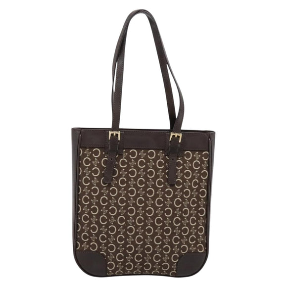 CELINE C Macadam Canvas Hand Bag Brown Gold Auth 196447A
