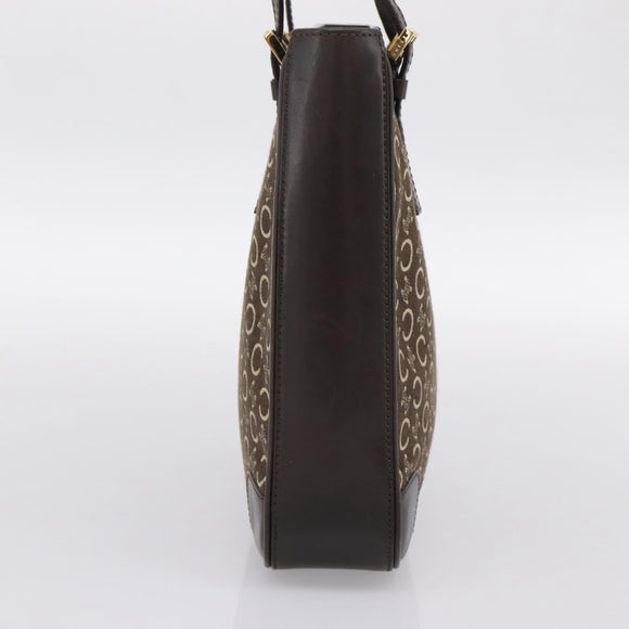 CELINE C Macadam Canvas Hand Bag Brown Gold Auth 196447A