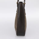 CELINE C Macadam Canvas Hand Bag Brown Gold Auth 196447A-4