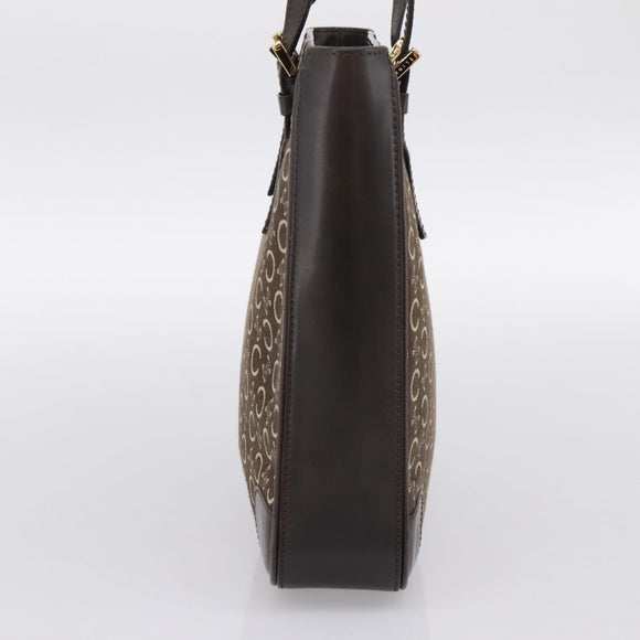 CELINE C Macadam Canvas Hand Bag Brown Gold Auth 196447A
