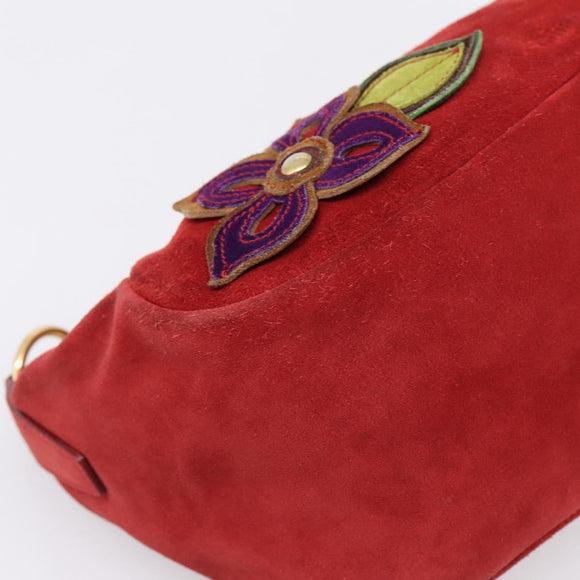Miu Miu Shoulder Bag Suede Red Gold Auth 196448V