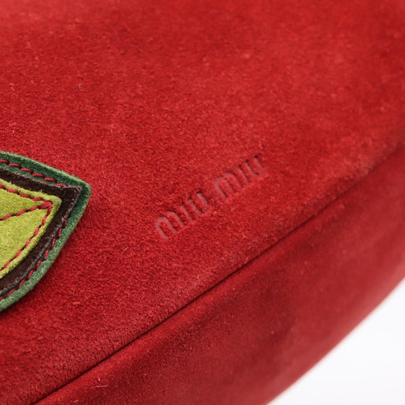 Miu Miu Shoulder Bag Suede Red Gold Auth 196448V