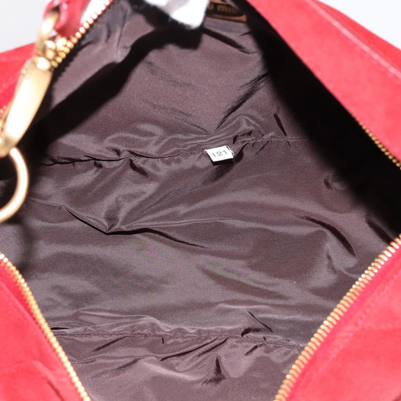 Miu Miu Shoulder Bag Suede Red Gold Auth 196448V