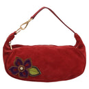 Miu Miu Shoulder Bag Suede Red Gold Auth 196448V-2
