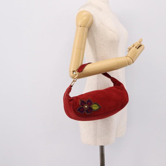 Miu Miu Shoulder Bag Suede Red Gold Auth 196448V