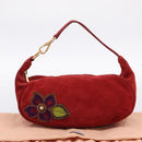 Miu Miu Shoulder Bag Suede Red Gold Auth 196448V-23