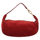 Miu Miu Shoulder Bag Suede Red Gold Auth 196448V-3