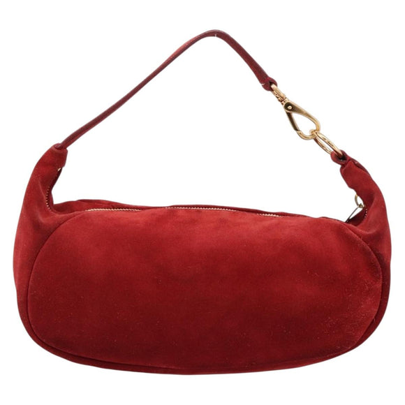 Miu Miu Shoulder Bag Suede Red Gold Auth 196448V