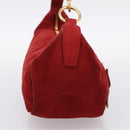 Miu Miu Shoulder Bag Suede Red Gold Auth 196448V-4