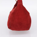 Miu Miu Shoulder Bag Suede Red Gold Auth 196448V-5