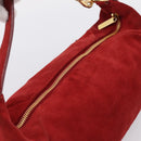 Miu Miu Shoulder Bag Suede Red Gold Auth 196448V-6