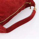 Miu Miu Shoulder Bag Suede Red Gold Auth 196448V-7
