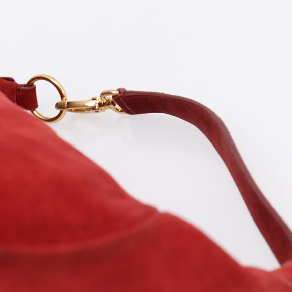 Miu Miu Shoulder Bag Suede Red Gold Auth 196448V