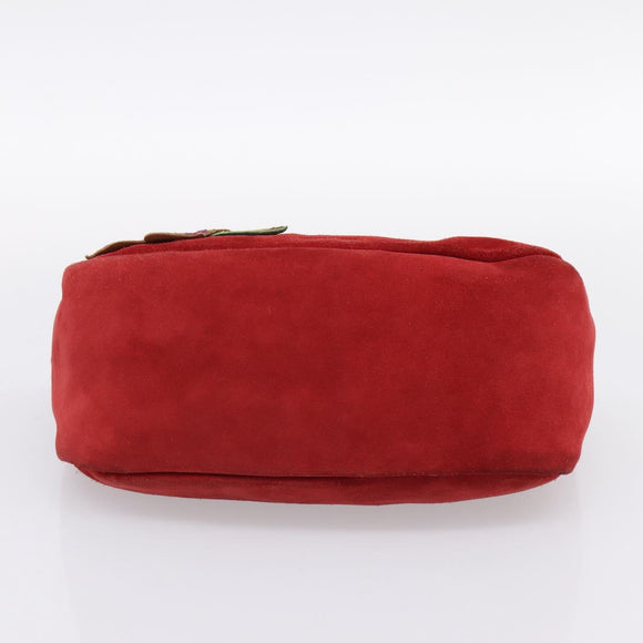 Miu Miu Shoulder Bag Suede Red Gold Auth 196448V