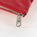 BALENCIAGA Chips Bag Clutch Bag Coated Canvas Red Silver Auth 196449SAM-9
