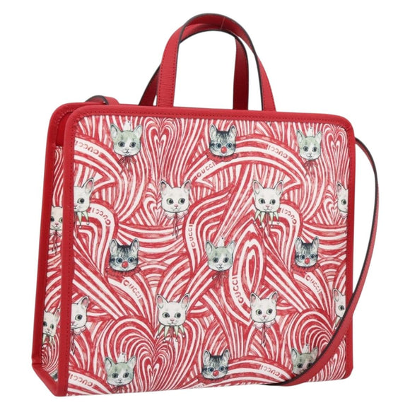 GUCCI x Higuchi Yuuko Hand Bag PVC 2way Red 630542 Auth 196451M