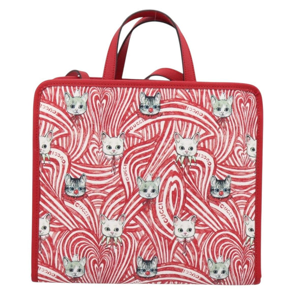 GUCCI x Higuchi Yuuko Hand Bag PVC 2way Red 630542 Auth 196451M