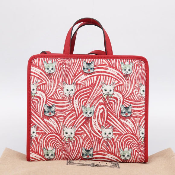 GUCCI x Higuchi Yuuko Hand Bag PVC 2way Red 630542 Auth 196451M