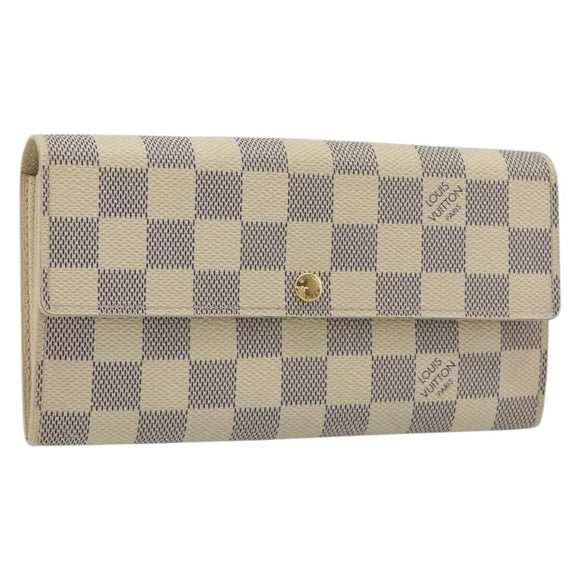 LOUIS VUITTON Damier Azur Portefeuille Sarah Long Wallet N61735 LV Auth 196461V