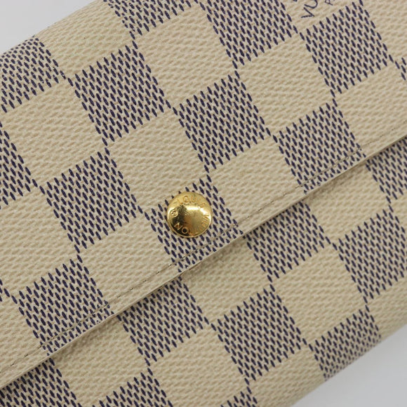 LOUIS VUITTON Damier Azur Portefeuille Sarah Long Wallet N61735 LV Auth 196461V