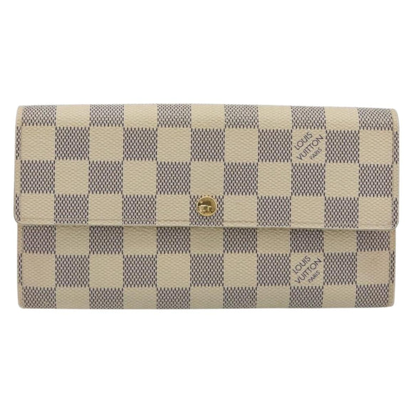 LOUIS VUITTON Damier Azur Portefeuille Sarah Long Wallet N61735 LV Auth 196461V