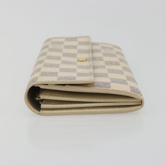 LOUIS VUITTON Damier Azur Portefeuille Sarah Long Wallet N61735 LV Auth 196461V