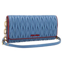 Miu Miu Matelasse Chain Shoulder Bag Leather Blue Gold Auth 196462V-1