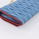Miu Miu Matelasse Chain Shoulder Bag Leather Blue Gold Auth 196462V-16