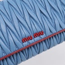 Miu Miu Matelasse Chain Shoulder Bag Leather Blue Gold Auth 196462V-17