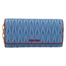 Miu Miu Matelasse Chain Shoulder Bag Leather Blue Gold Auth 196462V-13