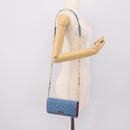 Miu Miu Matelasse Chain Shoulder Bag Leather Blue Gold Auth 196462V-24