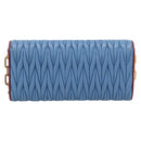 Miu Miu Matelasse Chain Shoulder Bag Leather Blue Gold Auth 196462V-2