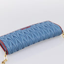 Miu Miu Matelasse Chain Shoulder Bag Leather Blue Gold Auth 196462V-6