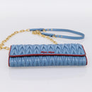 Miu Miu Matelasse Chain Shoulder Bag Leather Blue Gold Auth 196462V-5