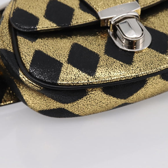 GUCCI Children's Waist Bag Leather Gold Silver 605112 Auth 196463V