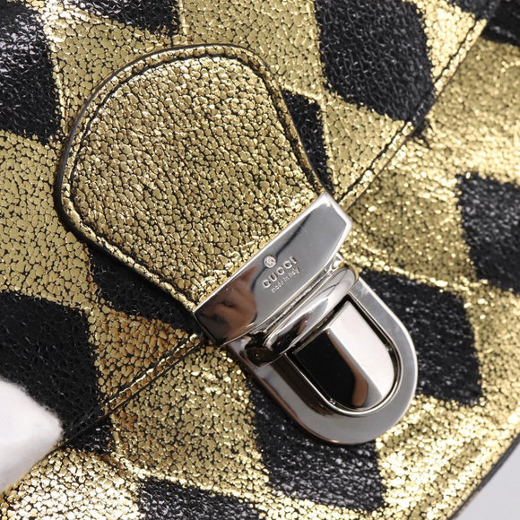 GUCCI Children's Waist Bag Leather Gold Silver 605112 Auth 196463V