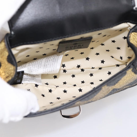 GUCCI Children's Waist Bag Leather Gold Silver 605112 Auth 196463V