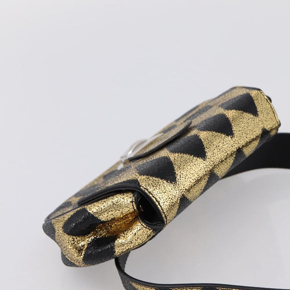 GUCCI Children's Waist Bag Leather Gold Silver 605112 Auth 196463V