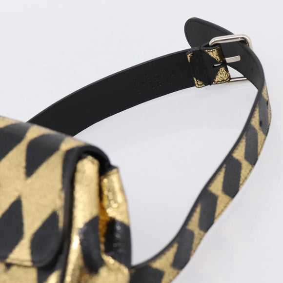 GUCCI Children's Waist Bag Leather Gold Silver 605112 Auth 196463V