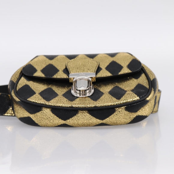 GUCCI Children's Waist Bag Leather Gold Silver 605112 Auth 196463V